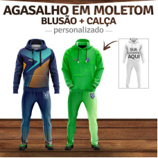 Agasalho Blusão + Calça em Moletom 3 Cabos Peluciado Adulto Masculino Personalizado
